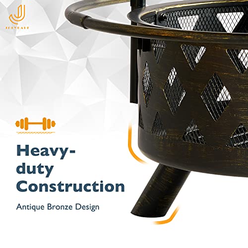 Outdoor Wood Burning Chiminea Fire Pit with Mesh Spark Screen Doors M582318