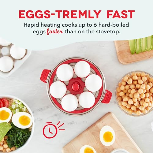 Rapid Egg Cooker for 6 Eggs, Hard Boiled, Poached, Scrambled, or Omelets, Auto Shut Off, Black G6815