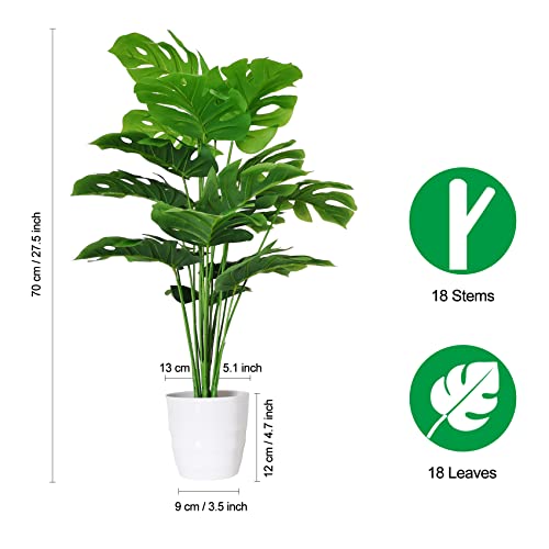 Set of 2 Artificial Areca Palm Plants in Pots, 32 Inch Fake Tropical Palm Trees L9885