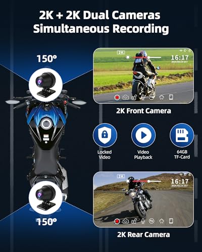 Motorcycle CarPlay & Android Auto 7 inch DVR Screen with Dual 2K Cameras GPS Navigation P713