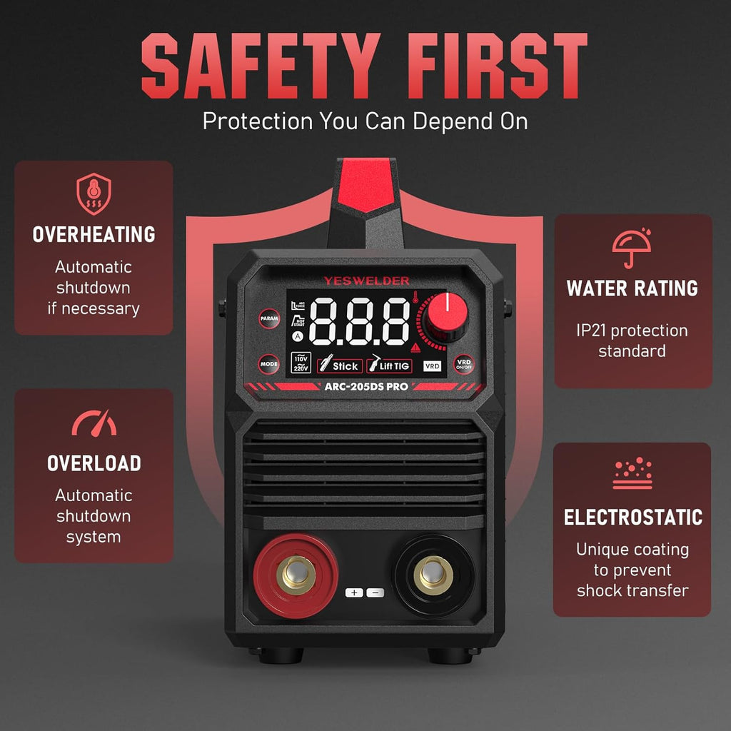 Stick Welder 205Amp with Lift TIG Torch, Dual Voltage Portable Welding Machine J79382