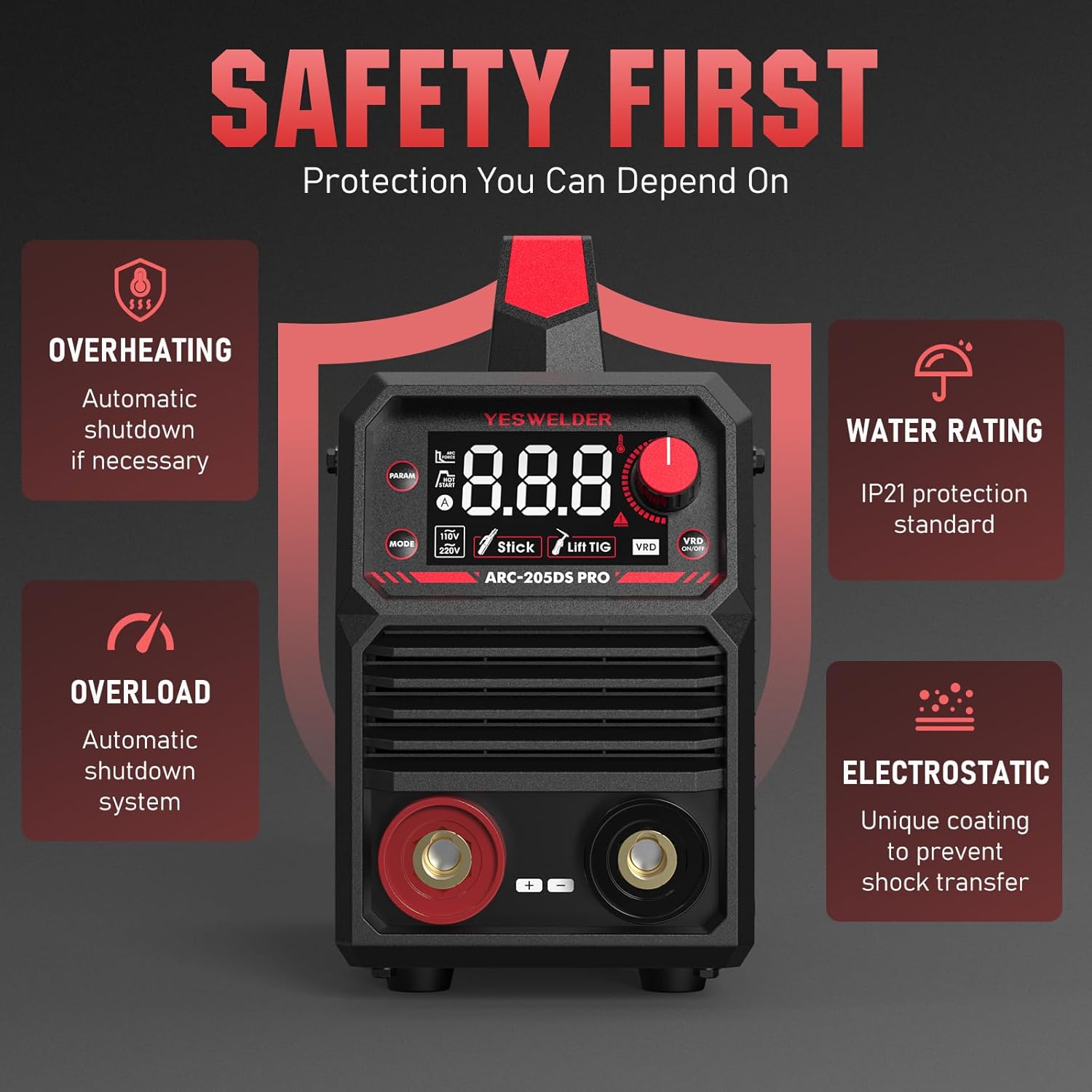 Stick Welder 205Amp with Lift TIG Torch, Dual Voltage Portable Welding Machine J79382