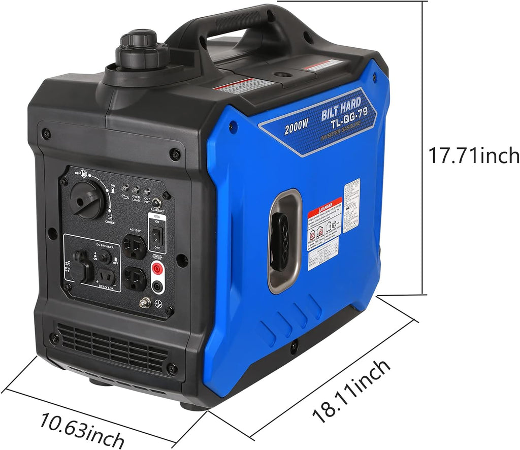 Portable Inverter Generator 2000 Watt, Quiet Gas Powered for Camping Home Emergency M83253