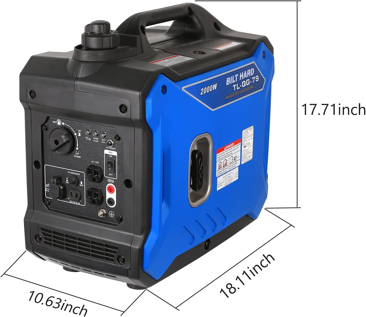 Portable Inverter Generator 2000 Watt, Quiet Gas Powered for Camping Home Emergency M83253