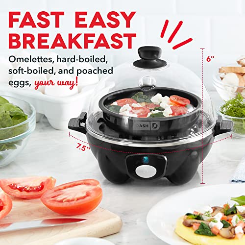 Rapid Egg Cooker for 6 Eggs, Hard Boiled, Poached, Scrambled, or Omelets, Auto Shut Off, Black G6815