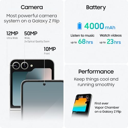Galaxy Z Flip 6 AI Cell Phone, 256GB Unlocked Android Smartphone, Foldable Design U83954