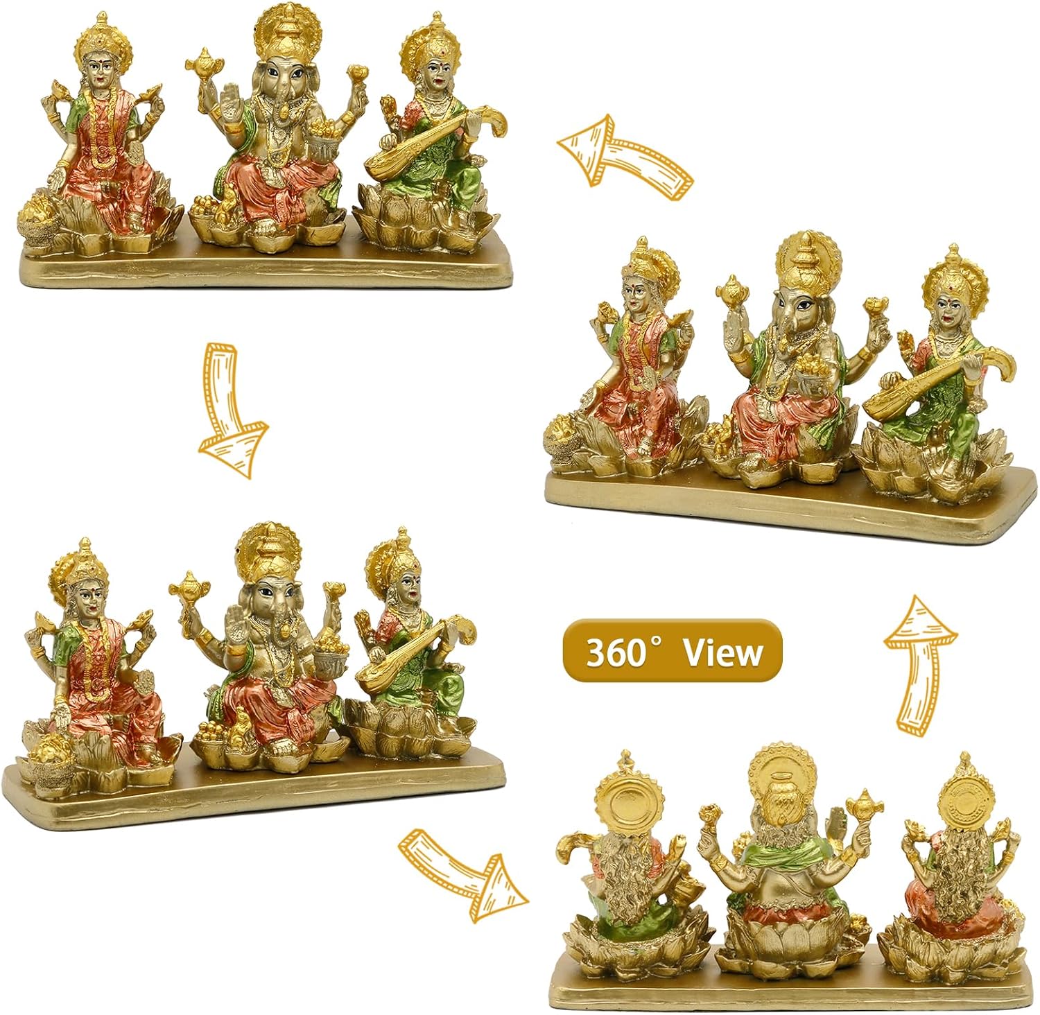 Lakshmi Ganesha Saraswati Statue for Home Temple Pooja Decor X795383