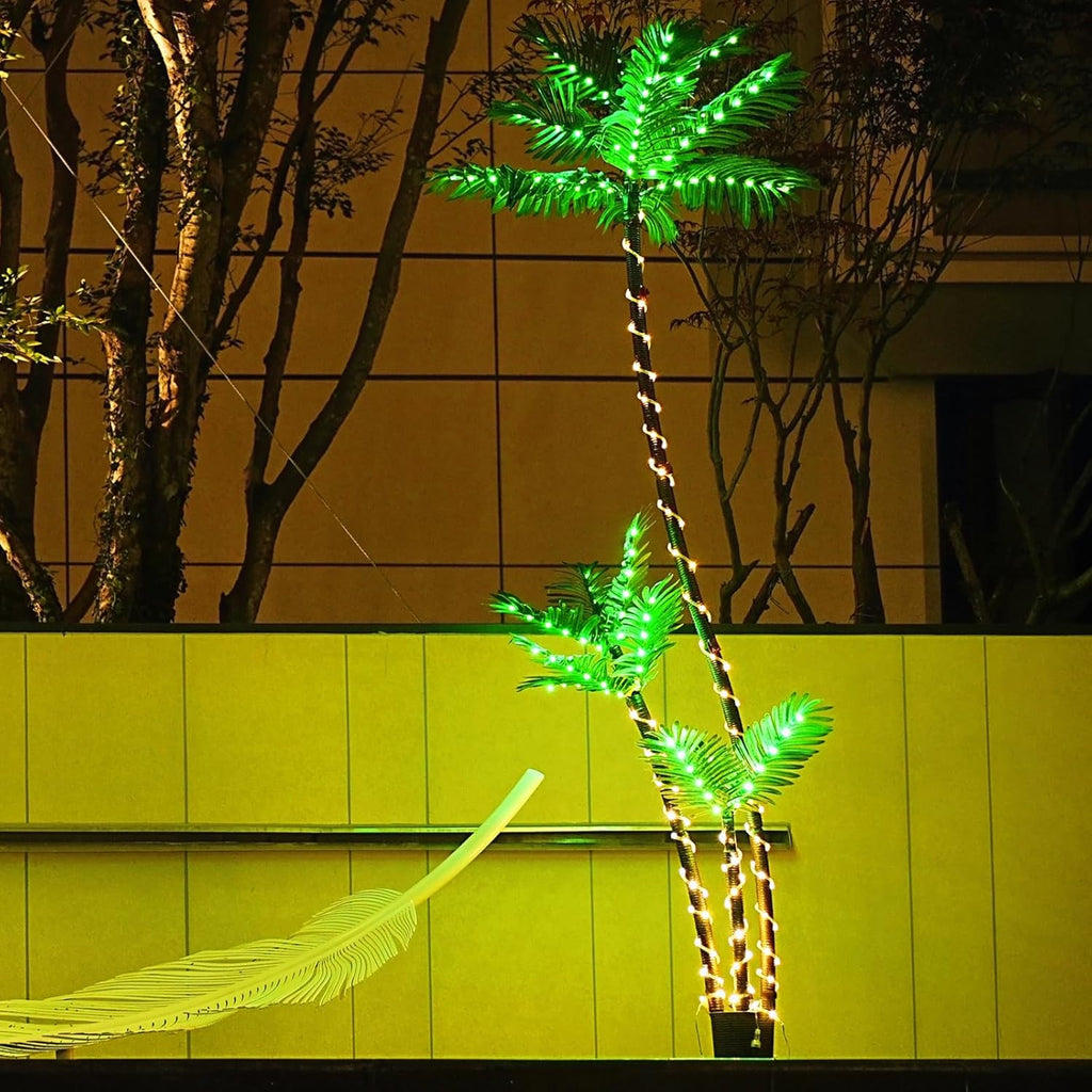 Artificial Lighted Palm Tree for Patio with 260 LED, 3 Trunks B213