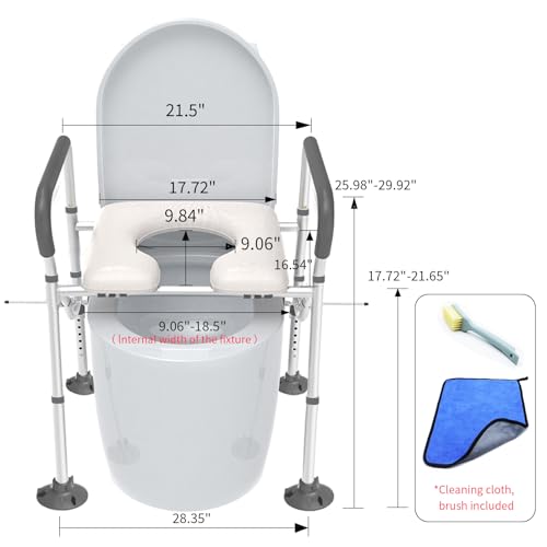 Raised Toilet Seat with Handles, Padded Elevated Safety Chair for Seniors U68828