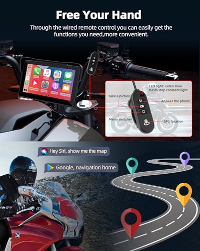 Motorcycle CarPlay & Android Auto 7 inch DVR Screen with Dual 2K Cameras GPS Navigation P713