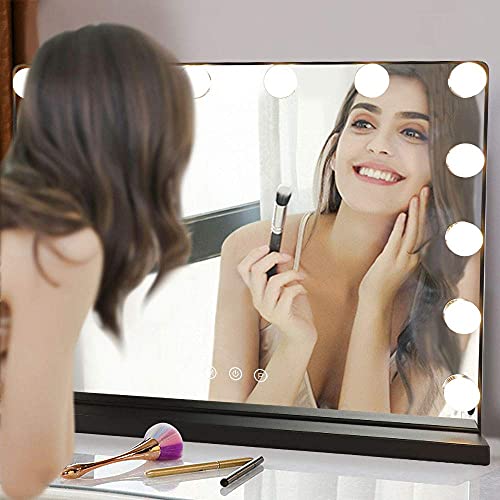 Hollywood Vanity Mirror Light, 20 Inch Makeup Mirror with USB Outlet, 3 Color Dimmable Modes, Black H2347