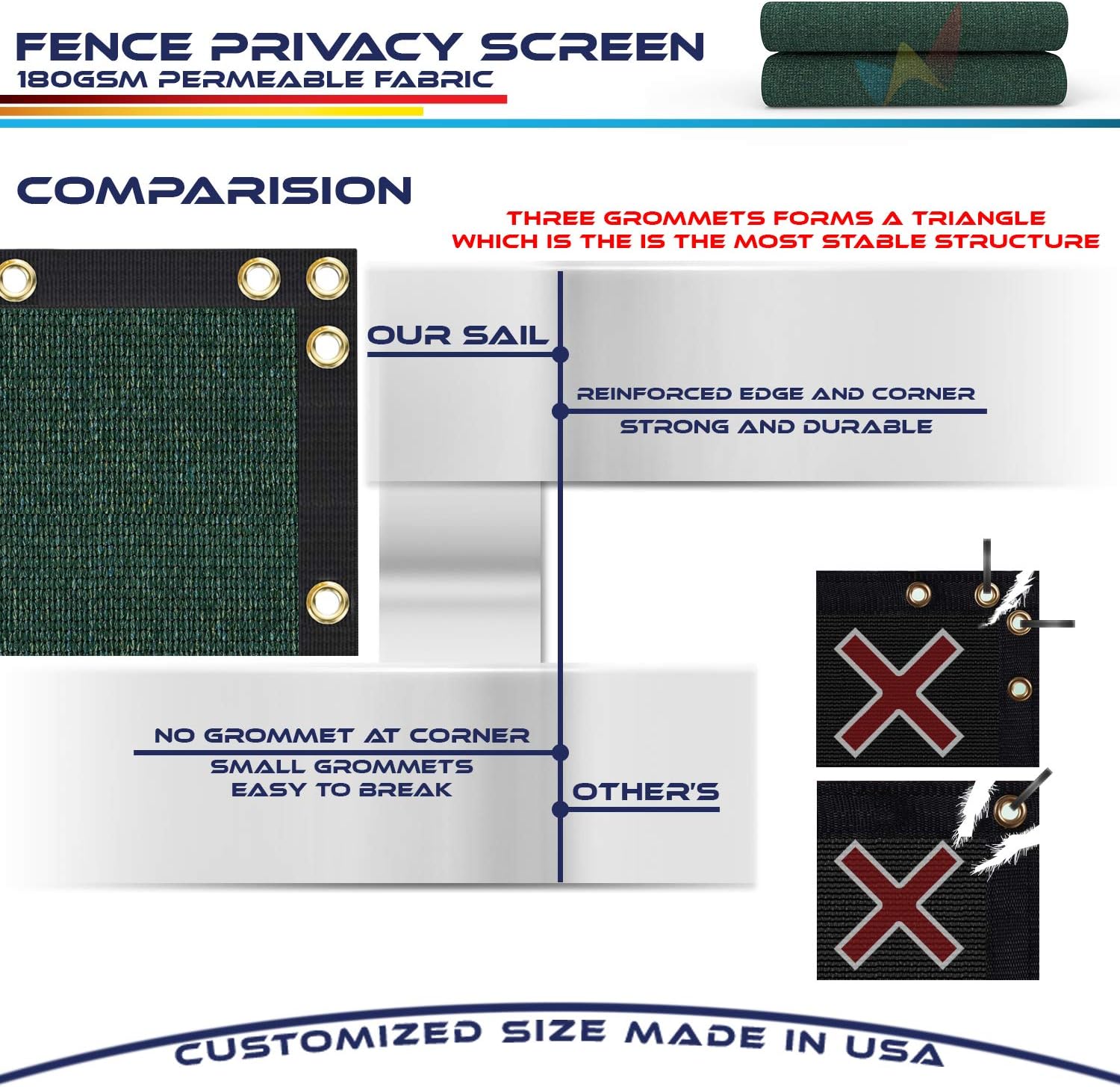 Fence Privacy Screen 15 x 27 ft, Heavy Duty Mesh Fabric Cover for Patio Garden Pool J9029
