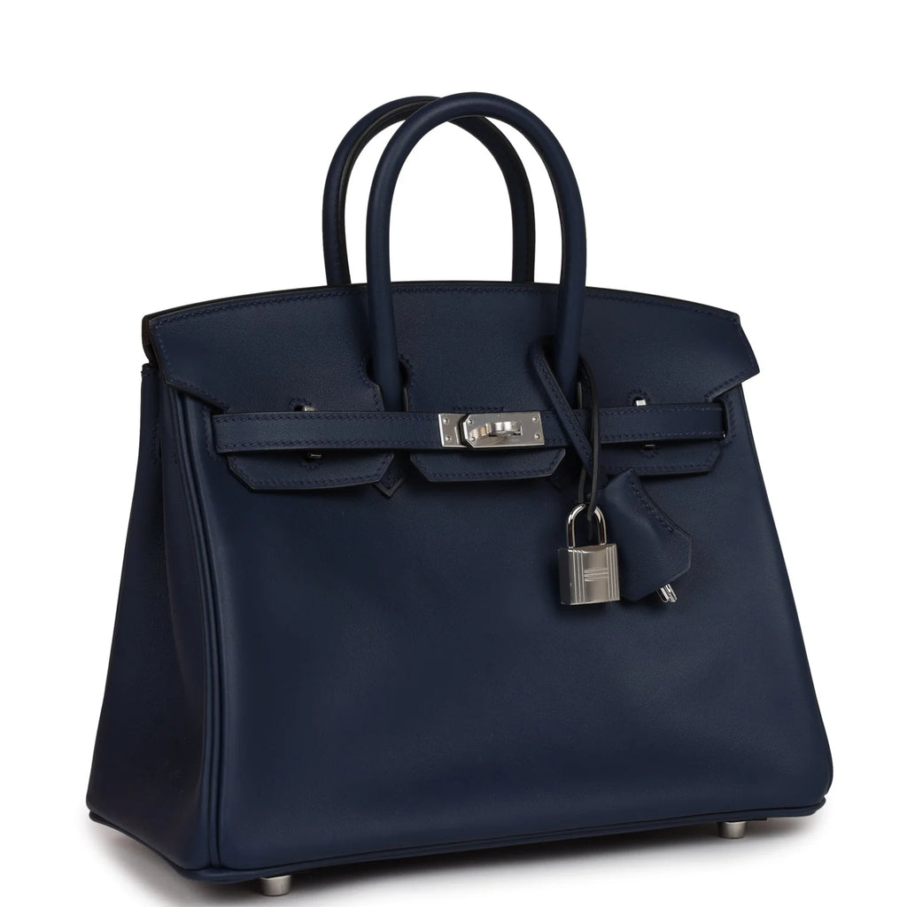 Birkin 25 Bleu Navy Swift Palladium Hardware U109
