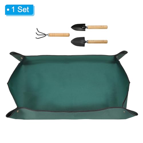 Repotting Mat, Waterproof Plant Potting Mat with Garden Tools, Foldable Soil Tray O821