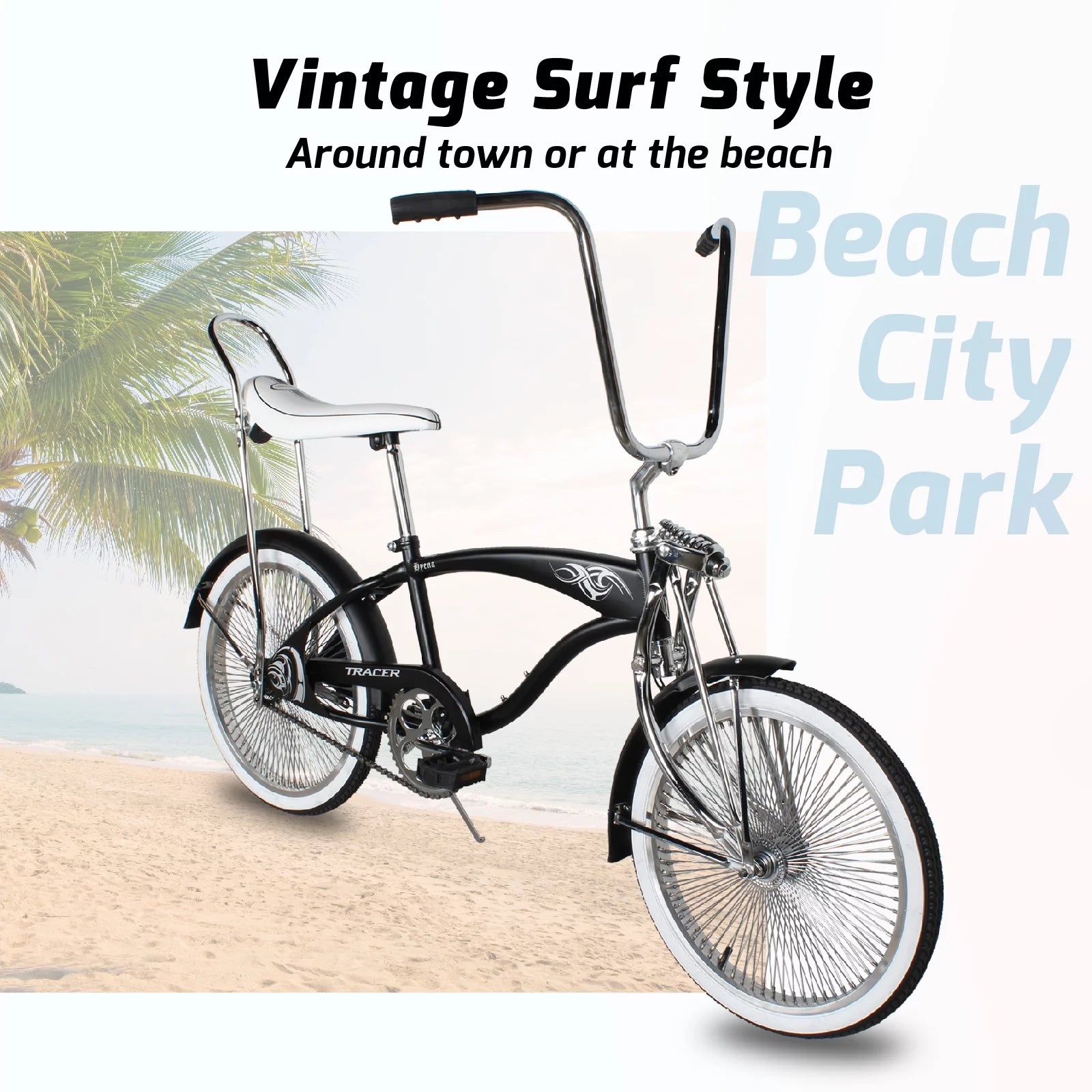 Classic Beach Cruiser Bike, 20 Inch Wheels, Coaster Brakes C4278