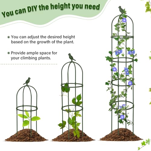 6 ft Metal Garden Obelisk Trellis for Climbing Plants, Rustproof, White, 4 Pack N396324