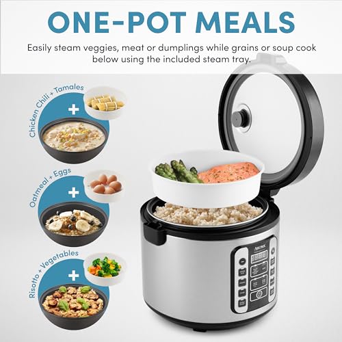 Digital Rice Cooker, 4-Cup Uncooked, Steamer, Multicooker, 2 Qt, Stainless Steel R872251