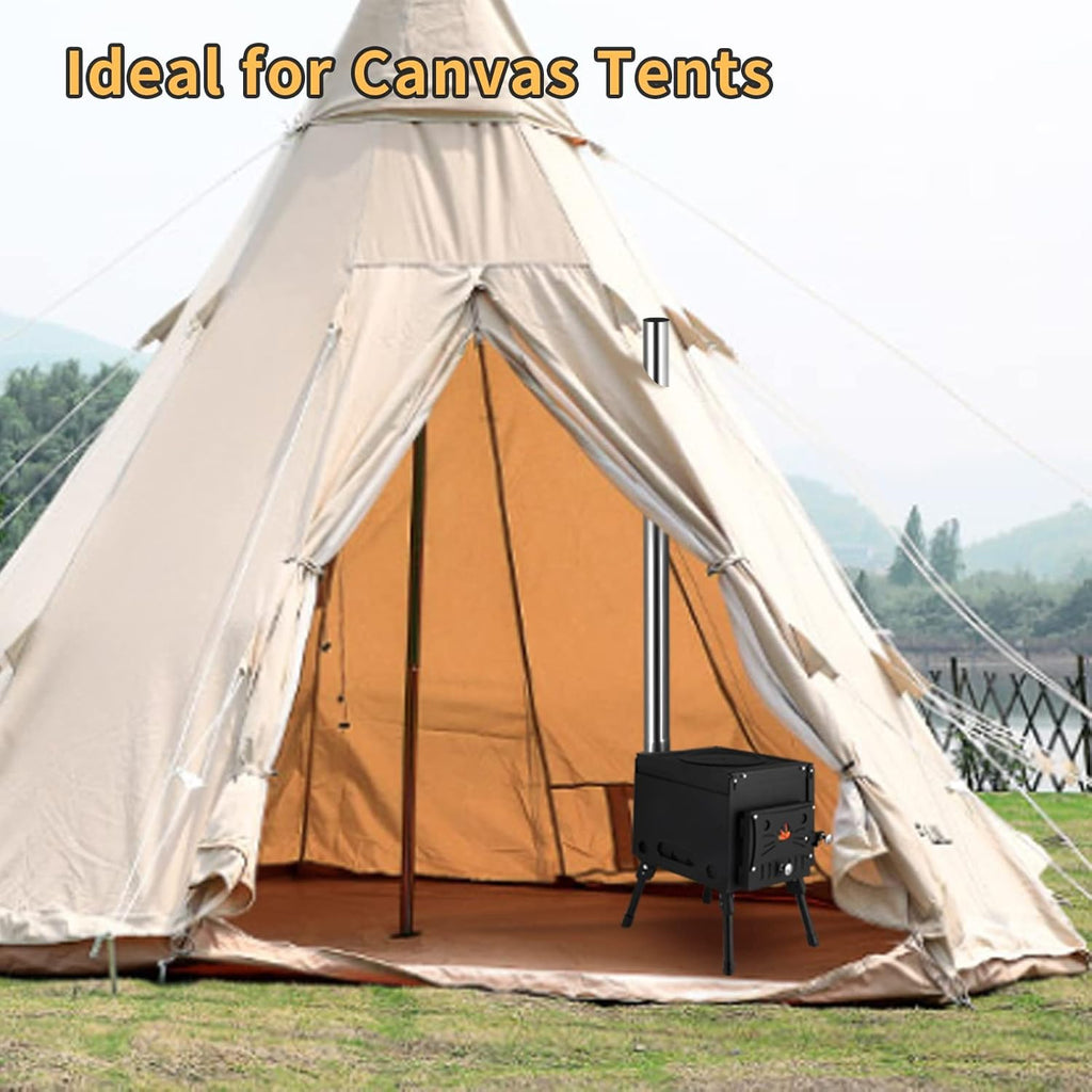Portable Wood Burning Stove with Chimney Pipe for Tent Camping E956
