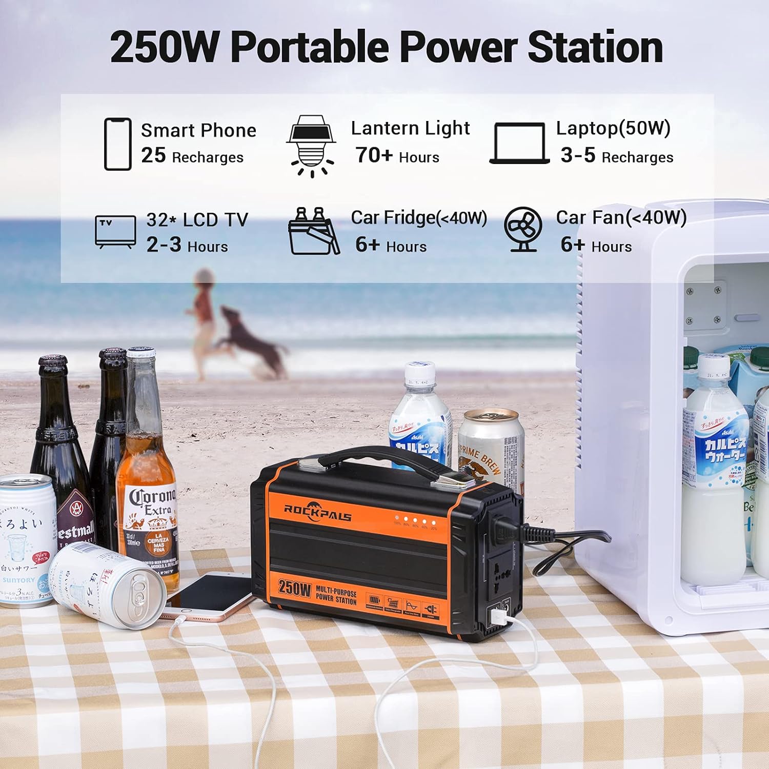Portable Generator 250W Lithium Battery with 110V AC Outlet for Camping K745