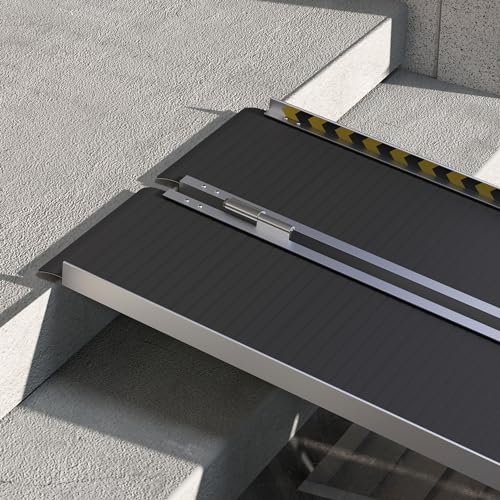 Foldable Wheelchair Ramp, 8FT Aluminum Threshold Ramp with Non-Slip Surface T781
