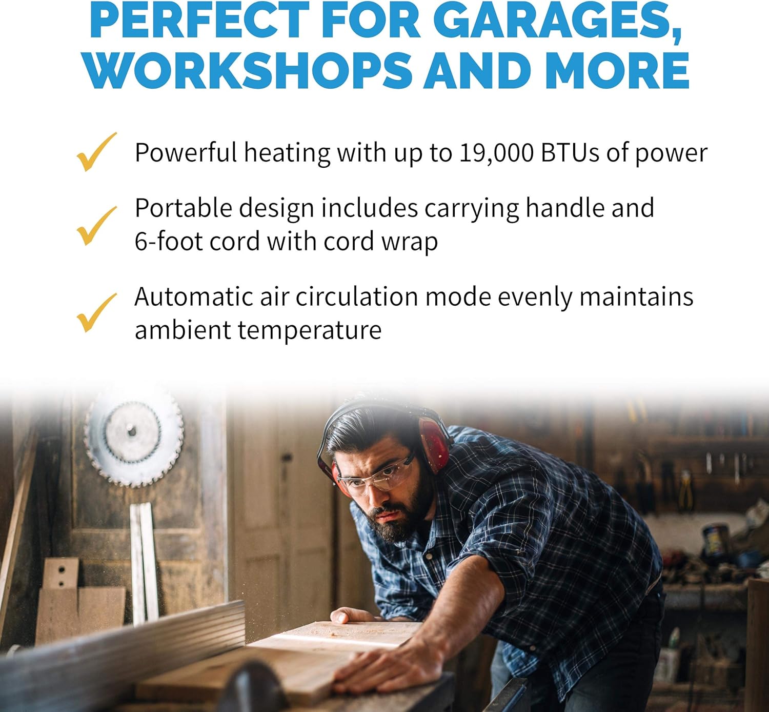 Portable Electric Garage Heater, 5600W, Heats up to 800 sq. ft. O9018