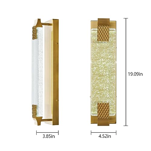 Crystal Wall Sconce Light, Gold LED Bathroom Vanity Lighting, 2 Pack F224