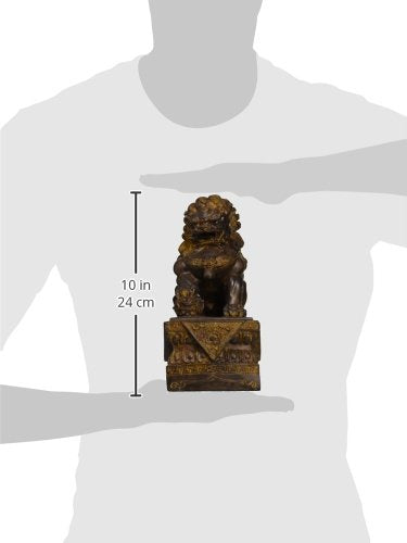 Chinese Guardian Lion Foo Dog Statues, 9 Inch, Set of Two, Bronze Finish G413171