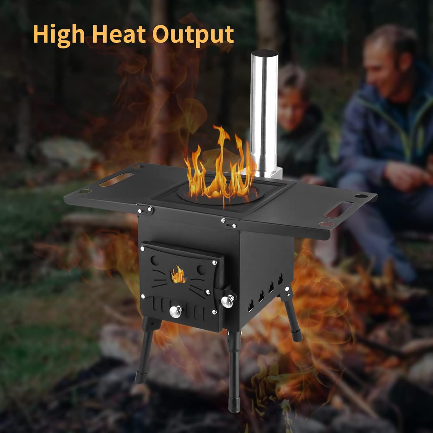 Portable Wood Burning Stove with Chimney Pipe for Tent Camping E956