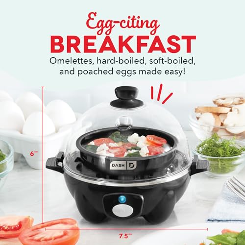 Rapid Egg Cooker for 6 Eggs, Hard Boiled, Poached, Scrambled, or Omelets, Auto Shut Off, Black G6815