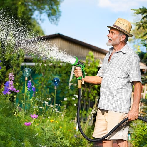 Expandable Garden Hose with Spray Nozzle and Brass Fittings Q243453