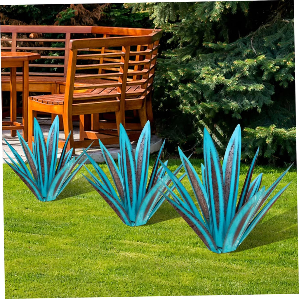 Metal Agave Plant Garden Sculpture 10.6 inches Outdoor Decor V19202