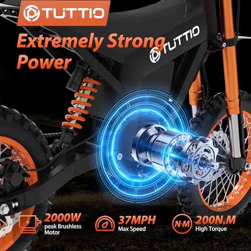 Electric Dirt Bike for Teens Adults, 14/12 Inch Fat Tire, 2000W Motor, 48V 21AH Battery U49982