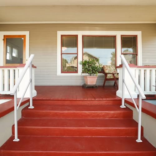 Outdoor Step Handrail, Heavy Duty Metal Railing for Wooden or Concrete Steps M966036