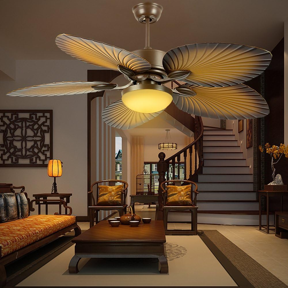 Tropical Palm Ceiling Fan with LED Light, 52 Inch T134