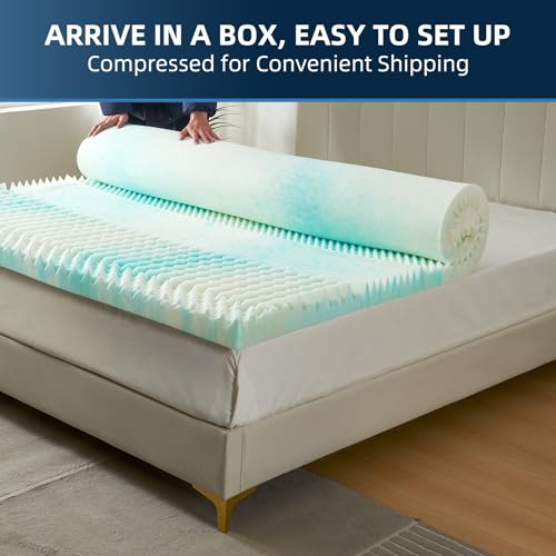 Gel Memory Foam Mattress Topper Queen, 3 Inch, Airflow Design C466081