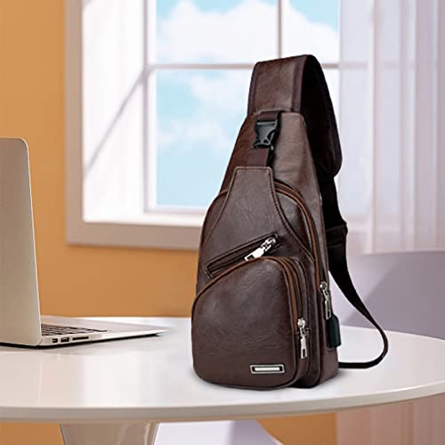 Waterproof Leather Crossbody Sling Bag with USB Charging Y172123
