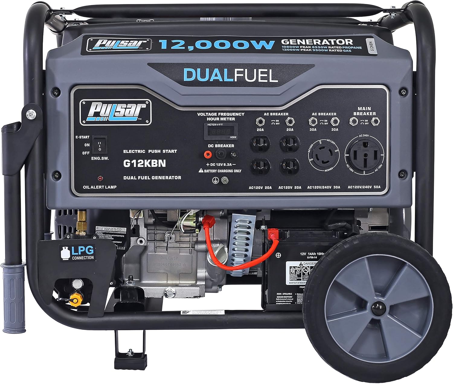 Heavy Duty Portable Dual Fuel Generator 9500 Rated Watts Gas & LPG Electric Start G5866