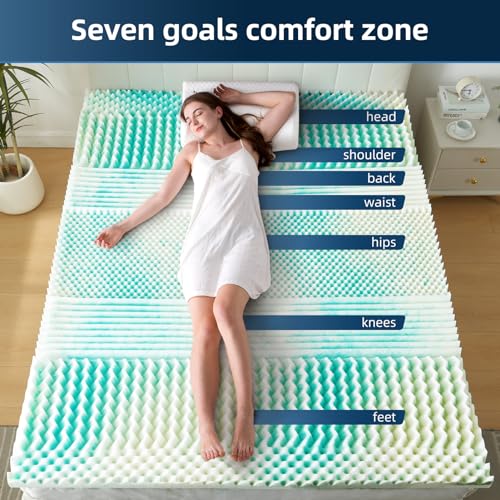 Gel Memory Foam Mattress Topper Queen, 3 Inch, Airflow Design C466081