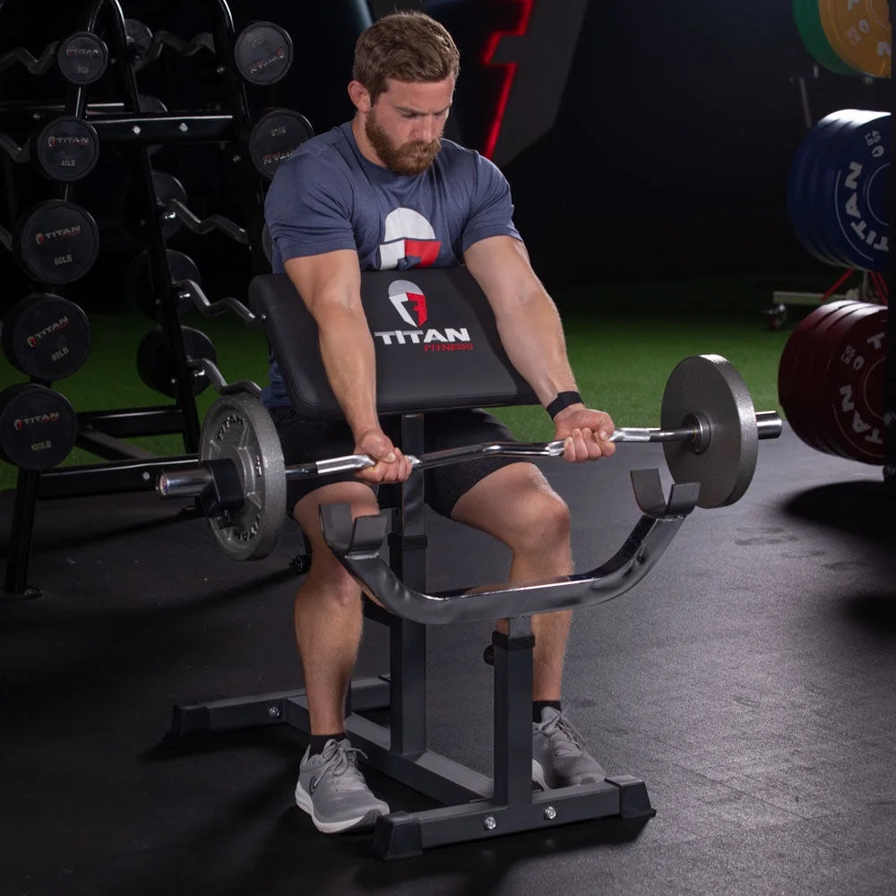 Adjustable Preacher Curl Weight Station, Seated Strength Training Bench, 250 LB Capacity M772692