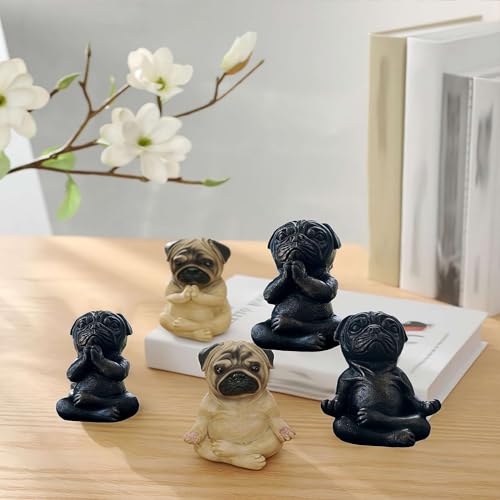 Meditating Pug Statue, Large Garden Ornament for Dog Lovers K405