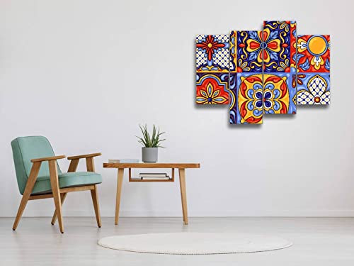 Handcrafted Ceramic Tile Pattern Canvas Wall Art, 4 Panel G197440
