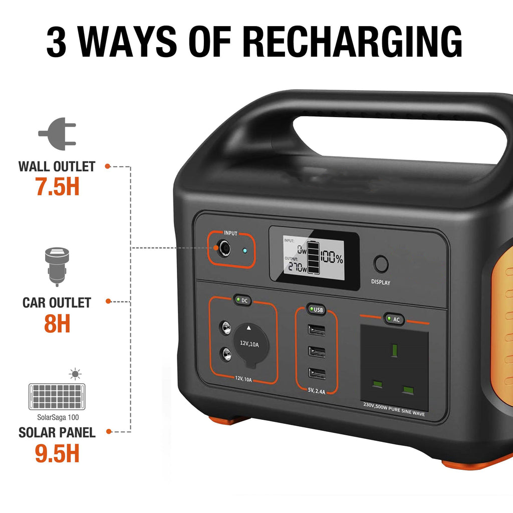 Portable Power Station 518Wh, 500W AC Outlet for Camping and Emergency B759868