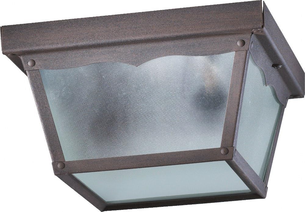 Outdoor Cage Flush Mount Light, Rust Finish T967