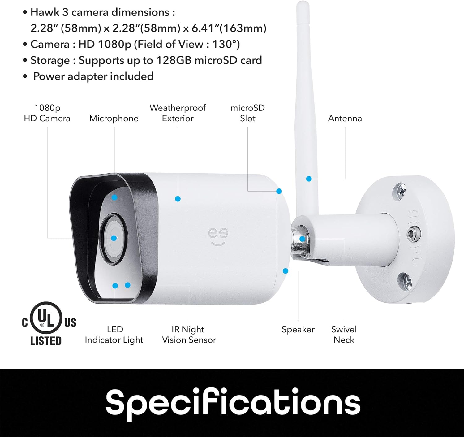 Outdoor Security Camera 2 Pack, 1080p WiFi IP66 Weatherproof with Night Vision and Motion Detection G79650