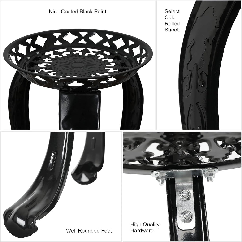 2-Tier Metal Plant Stand Indoor Outdoor Iron Flower Pot Holder Tall Display Rack, Black, 2-Pack M884069