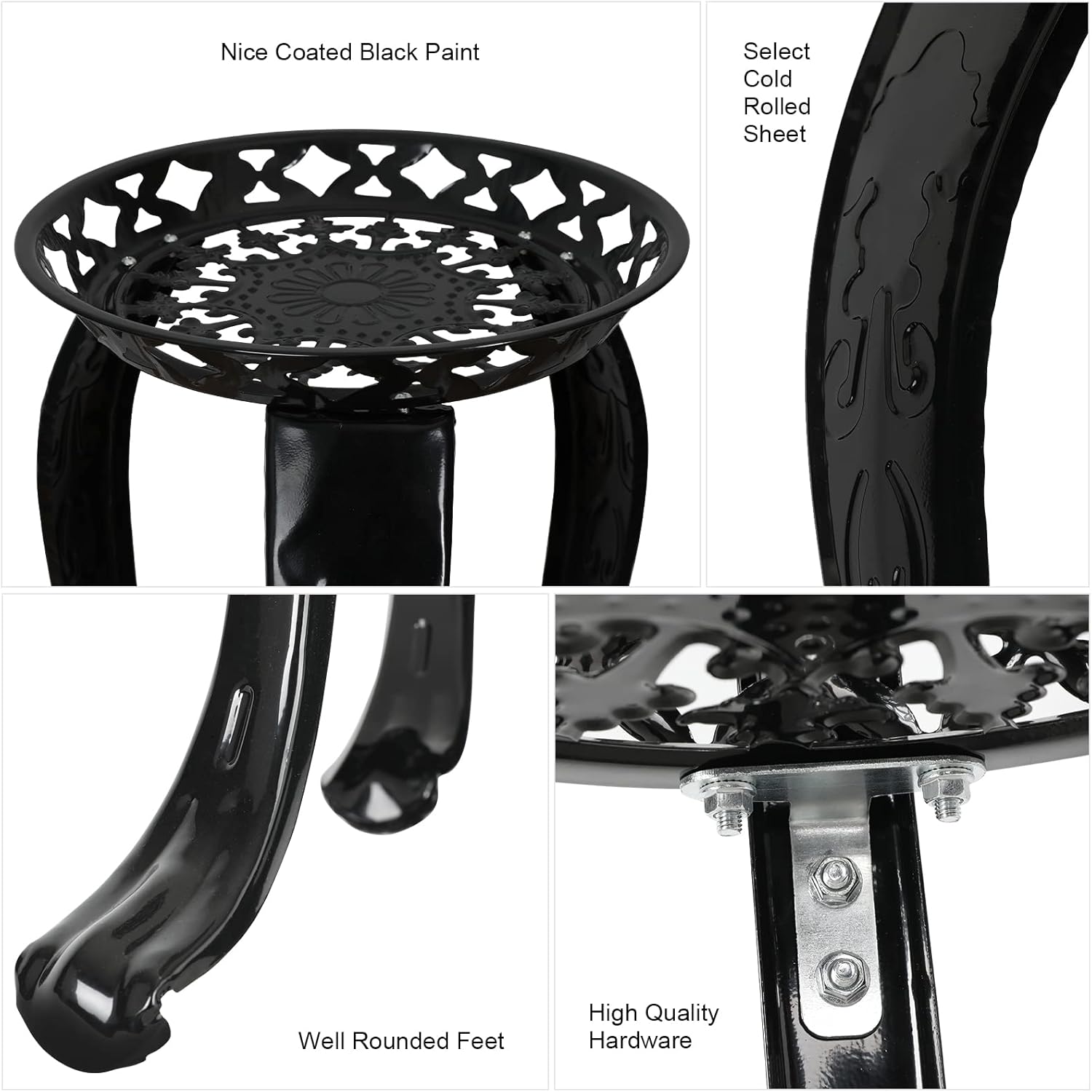 2-Tier Metal Plant Stand Indoor Outdoor Iron Flower Pot Holder Tall Display Rack, Black, 2-Pack M884069