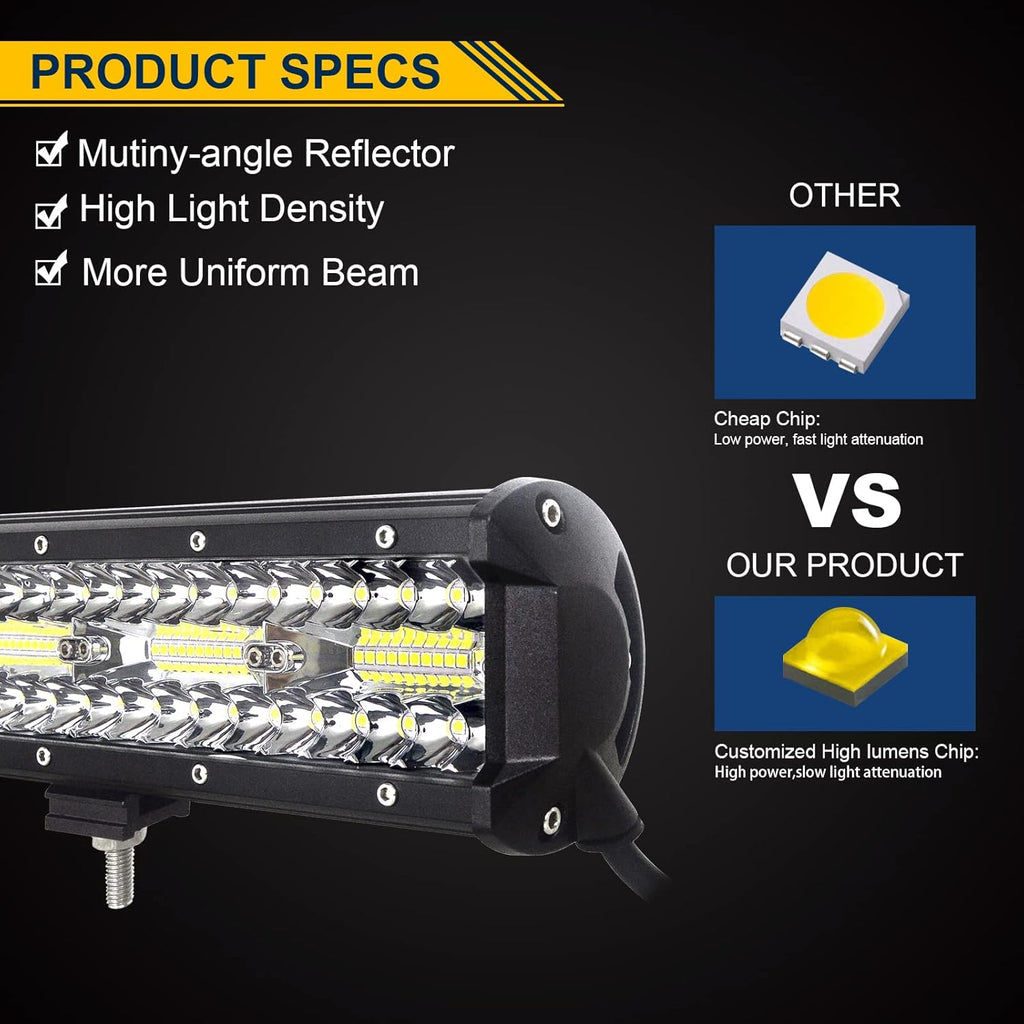 20 inch 420W LED Light Bar Spot Flood Combo Triple Row Driving Light with Wiring Harness Kit Y457109
