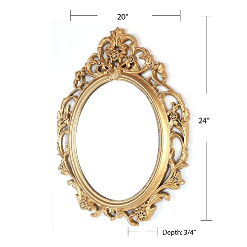 Antique Gold Oval Wall Mirror 20 x 24 for Living Room P449872