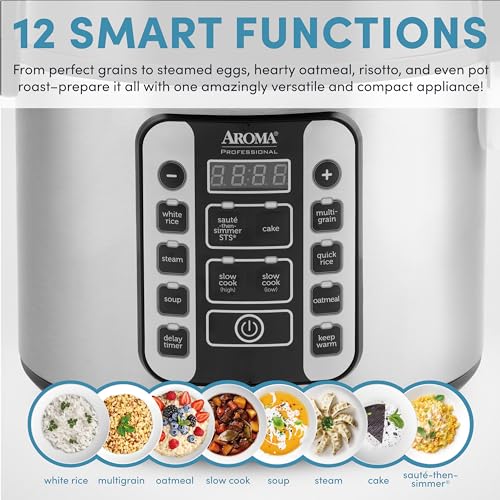 Digital Rice Cooker, 4-Cup Uncooked, Steamer, Multicooker, 2 Qt, Stainless Steel R872251