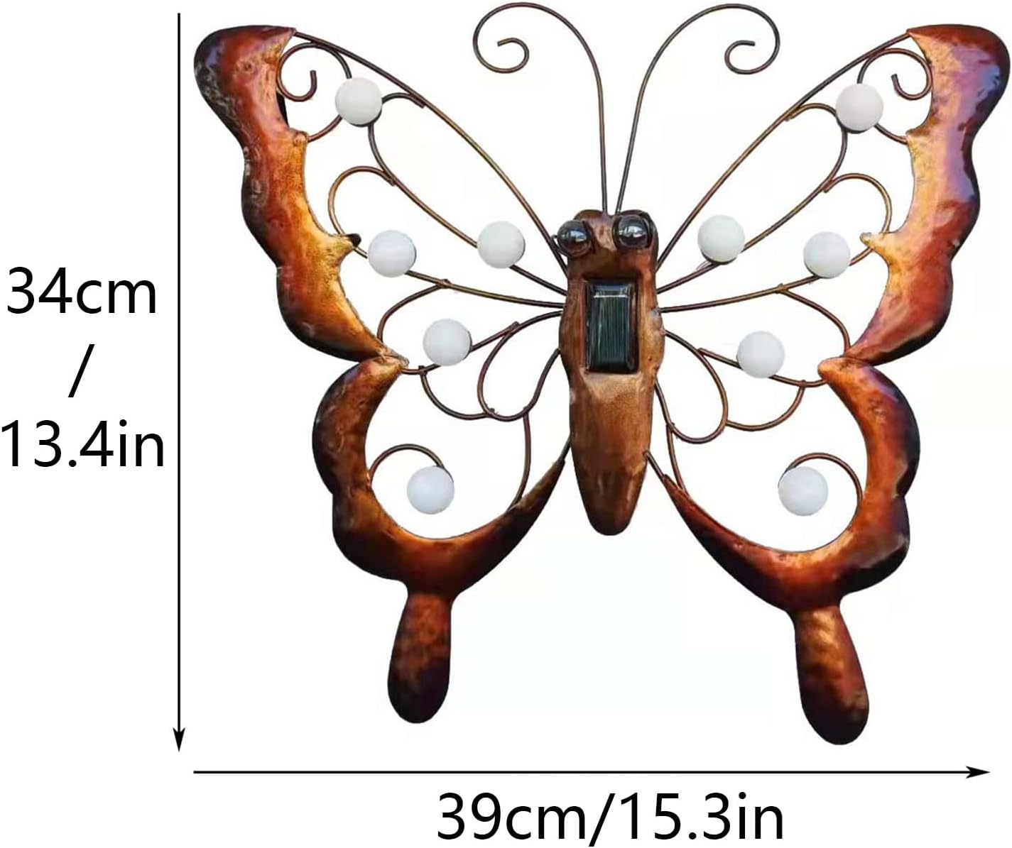 Solar Metal Butterfly Garden Wall Art with Light R1716